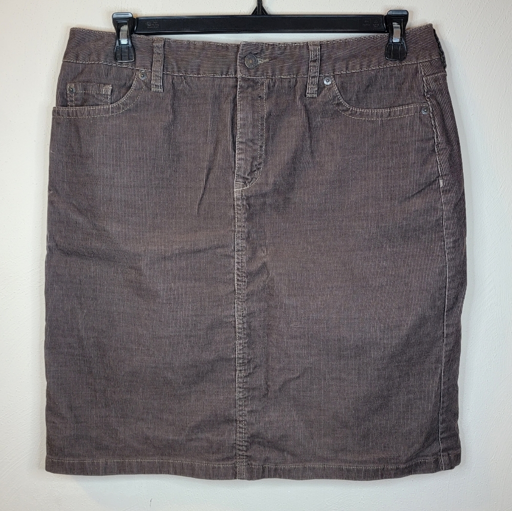 LL Bean Womens Brown Corduroy Favorite Fit Skirt Size 12 Casual Neutral Preppy